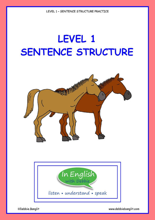 In English - Level 1         Sentence Structure Booklet