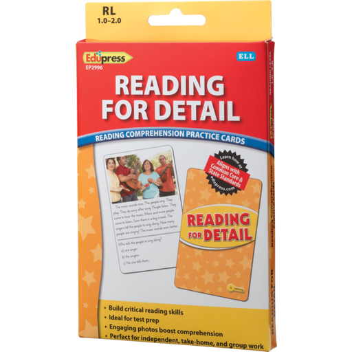 Reading Comprehension Practice Cards  - Reading for Detail Yellow 1.0-2.0
