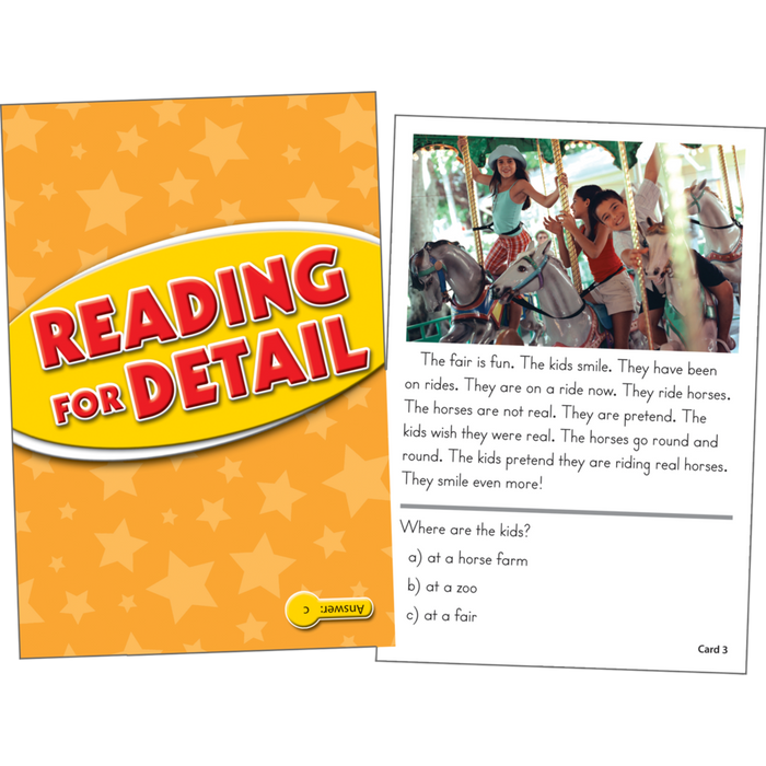 Reading Comprehension Practice Cards  - Reading for Detail Yellow 1.0-2.0