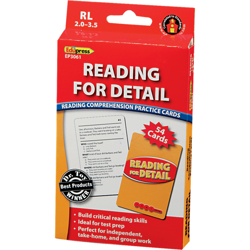 Reading Comprehension Practice Cards - Reading for Detail Red 2.0-3.5