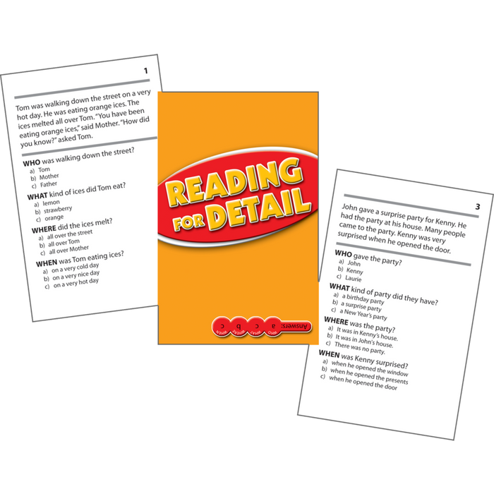 Reading Comprehension Practice Cards - Reading for Detail Red 2.0-3.5