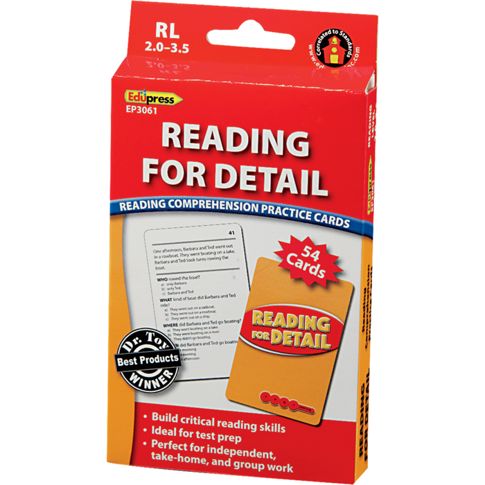 Reading Comprehension Practice Cards - Reading for Detail Red 2.0-3.5