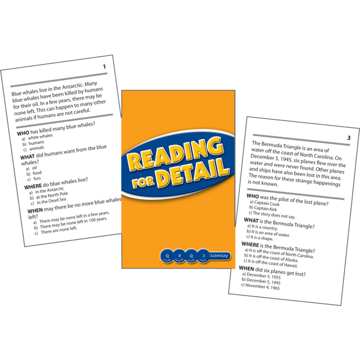 Reading Comprehension Practice Cards  - Reading for Detail Blue 3.5-5.0