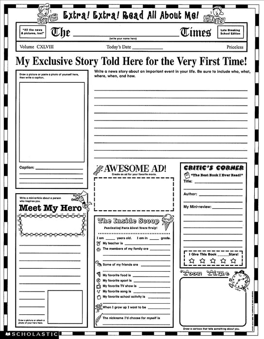 Interactive Poster Set: Extra, Extra, Read All About Me (Pack of 30)     GRADES 3-6