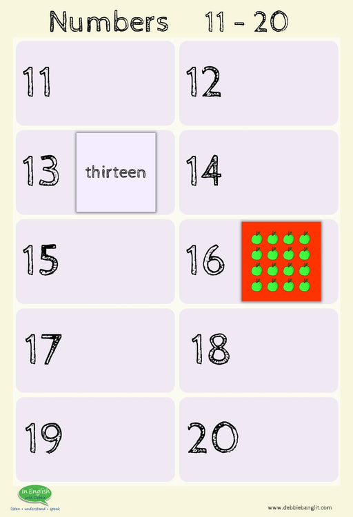 In English with Debbie - Poster: Numbers  11-20