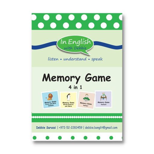 In English with Debbie- Memory Game: 4 in 1 Game - Farm & Wild Animals, Birds, Verbs 1, Verbs II