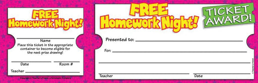 Ticket Awards - FREE Homework Night!