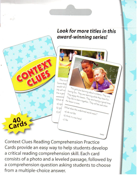 Reading Comprehension Practice Cards - Context Clues Yellow 1.0-2.0