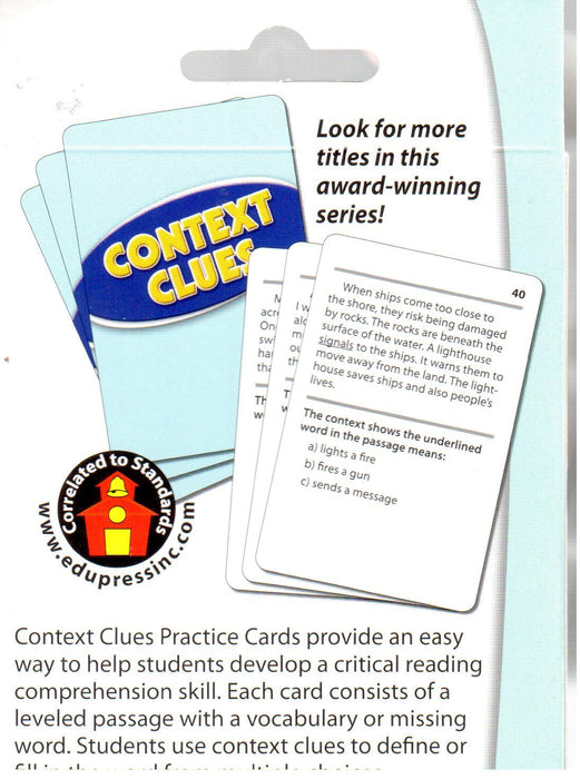 Reading Comprehension Practice Cards - Context Clues Blue 3.5-5.0