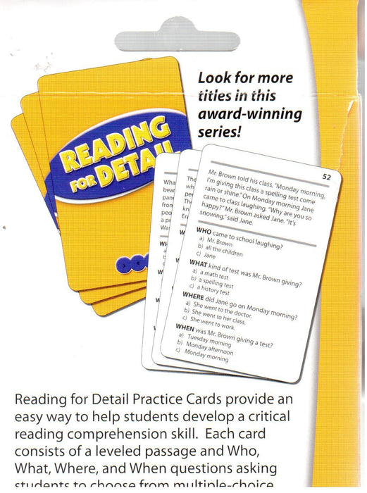 Reading Comprehension Practice Cards  - Reading for Detail Blue 3.5-5.0