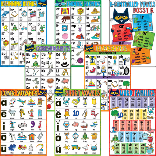 Poster Set: Pete the Cat Phonics      ( x 8 Smaller Posters )
